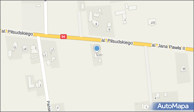 Gwizdaj, Aleja Piłsudskiego Józefa, marsz., 7, mapa Gwizdaj