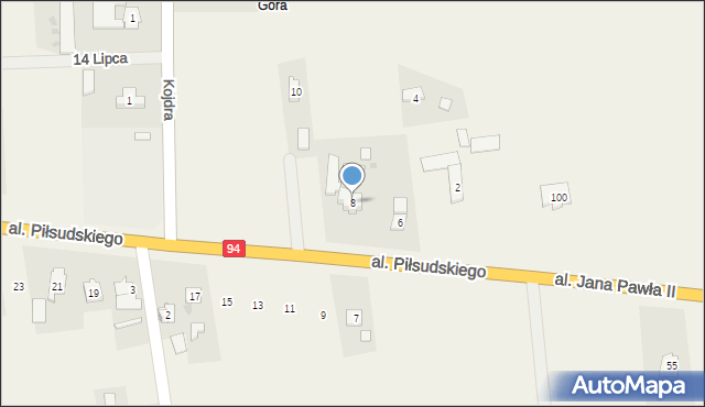 Gwizdaj, Aleja Piłsudskiego Józefa, marsz., 8, mapa Gwizdaj