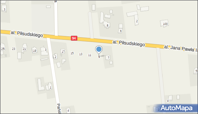 Gwizdaj, Aleja Piłsudskiego Józefa, marsz., 9, mapa Gwizdaj