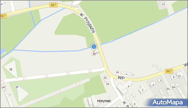 Horyniec-Zdrój, Aleja Przyjaźni, 3D, mapa Horyniec-Zdrój
