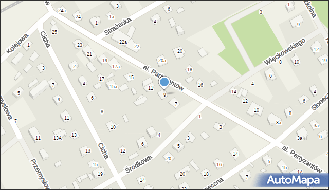 Jesionka, Aleja Partyzantów, 9, mapa Jesionka