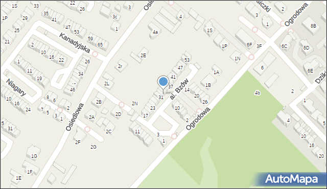 Józefosław, Aleja Bzów, 33, mapa Józefosław