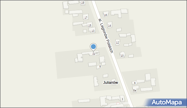 Julianów, Aleja Legionów Polskich, 11, mapa Julianów