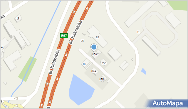 Kajetany, Aleja Katowicka, 85A, mapa Kajetany
