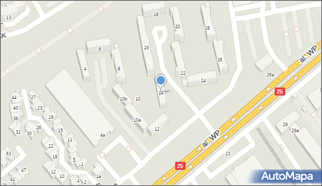 Kalisz, Aleja Wojska Polskiego, 14, mapa Kalisza