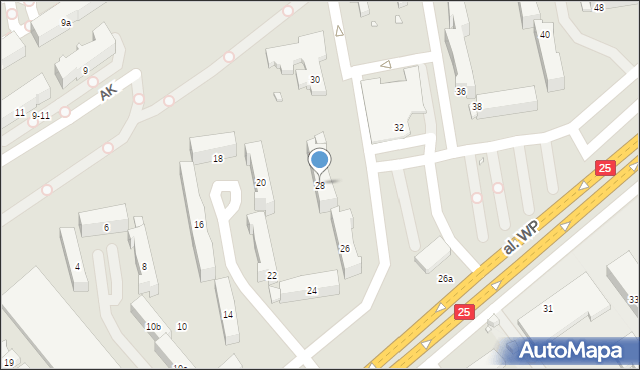 Kalisz, Aleja Wojska Polskiego, 28, mapa Kalisza