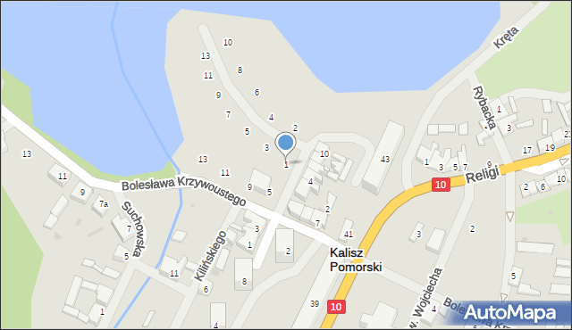 Kalisz Pomorski, Aleja Piastów, 1, mapa Kalisz Pomorski