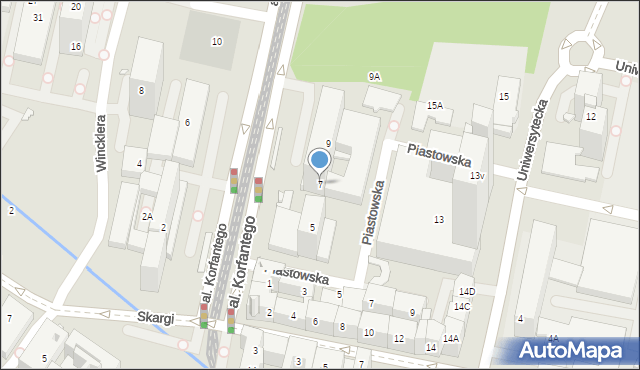 Katowice, Aleja Korfantego Wojciecha, 7, mapa Katowic