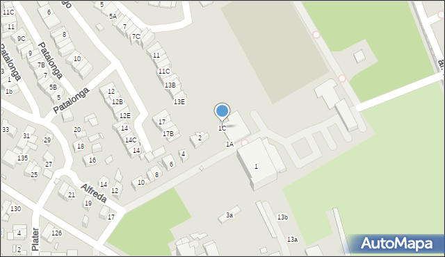 Katowice, Alfreda, 1C, mapa Katowic
