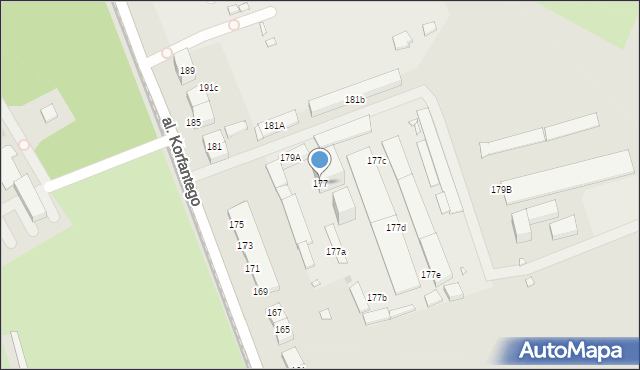 Katowice, Aleja Korfantego Wojciecha, 177, mapa Katowic