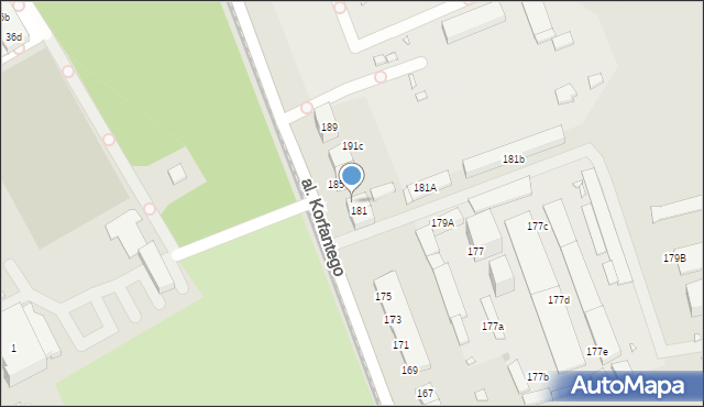 Katowice, Aleja Korfantego Wojciecha, 183, mapa Katowic