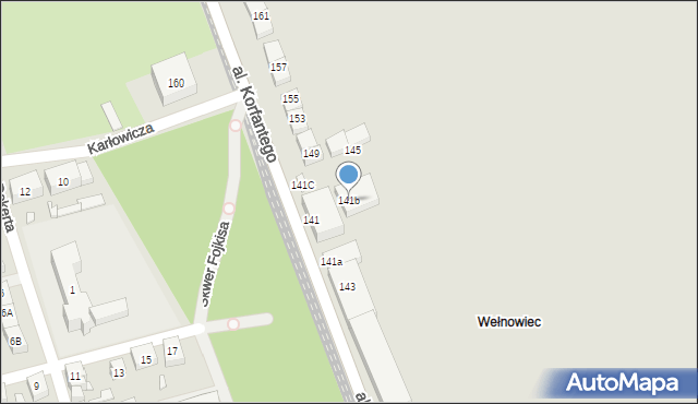 Katowice, Aleja Korfantego Wojciecha, 141b, mapa Katowic