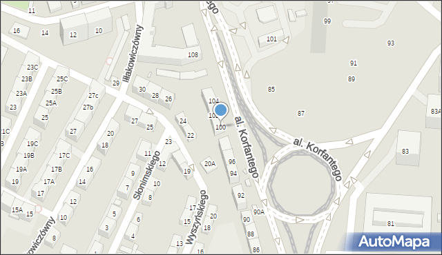 Katowice, Aleja Korfantego Wojciecha, 100, mapa Katowic