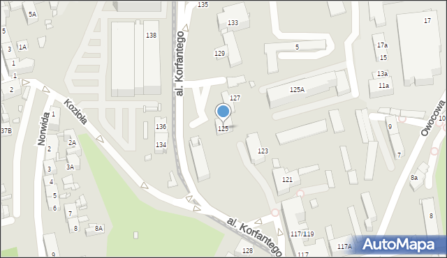 Katowice, Aleja Korfantego Wojciecha, 125, mapa Katowic