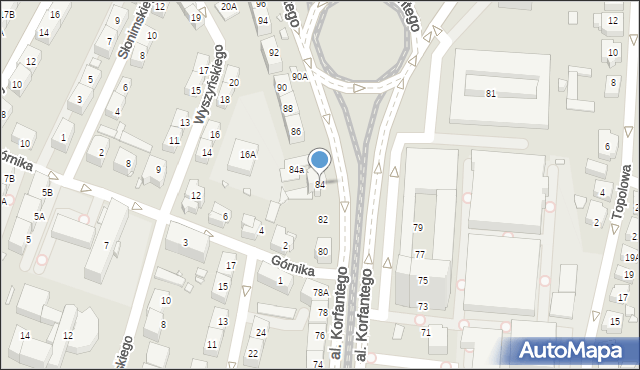 Katowice, Aleja Korfantego Wojciecha, 84, mapa Katowic