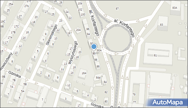 Katowice, Aleja Korfantego Wojciecha, 90, mapa Katowic