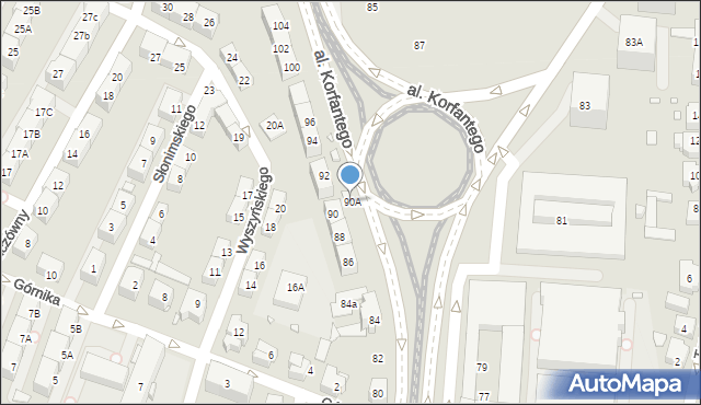 Katowice, Aleja Korfantego Wojciecha, 90A, mapa Katowic