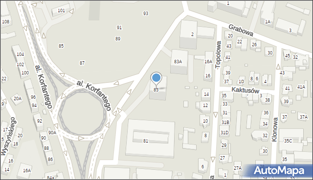 Katowice, Aleja Korfantego Wojciecha, 83, mapa Katowic