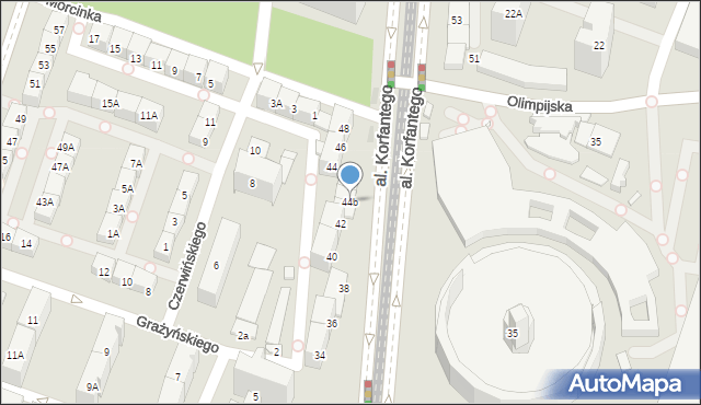 Katowice, Aleja Korfantego Wojciecha, 44b, mapa Katowic