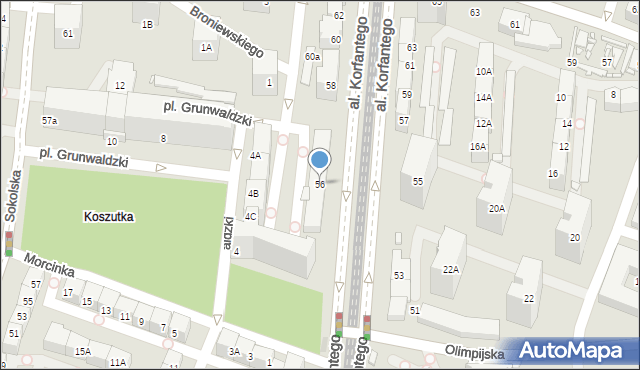 Katowice, Aleja Korfantego Wojciecha, 56, mapa Katowic