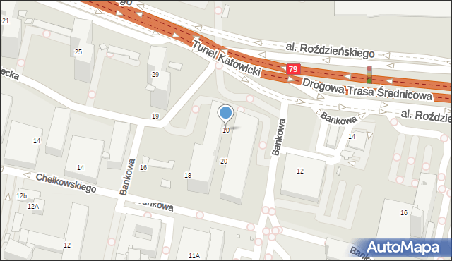 Katowice, Aleja Roździeńskiego Walentego, 10, mapa Katowic