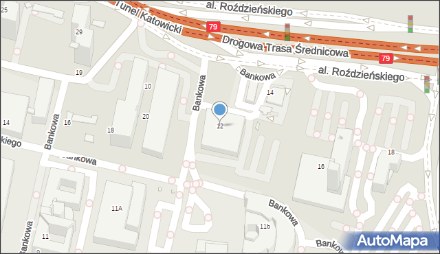 Katowice, Aleja Roździeńskiego Walentego, 12, mapa Katowic