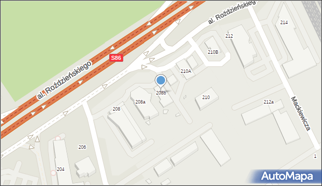 Katowice, Aleja Roździeńskiego Walentego, 208b, mapa Katowic