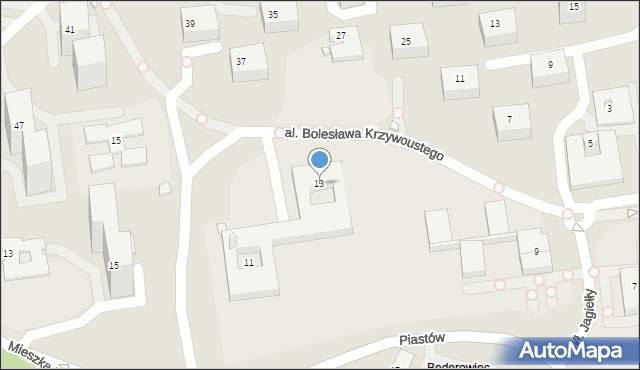 Katowice, Aleja Bolesława Krzywoustego, 13, mapa Katowic