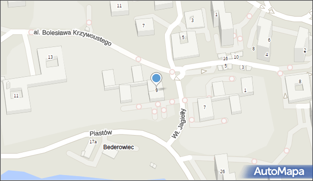 Katowice, Aleja Bolesława Krzywoustego, 9, mapa Katowic