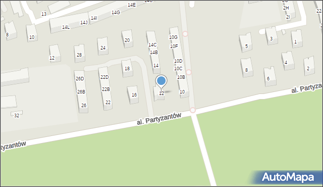 Kędzierzyn-Koźle, Aleja Partyzantów, 12, mapa Kędzierzyna-Koźle