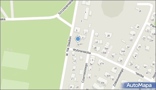 Kielce, Aleja Na Stadion, 9, mapa Kielc