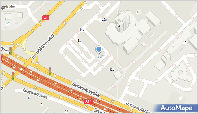 Kielce, Aleja Solidarności, 32a, mapa Kielc