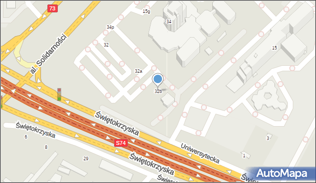 Kielce, Aleja Solidarności, 32c, mapa Kielc