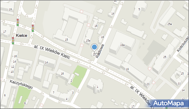 Kielce, Aleja IX Wieków Kielc, 22, mapa Kielc