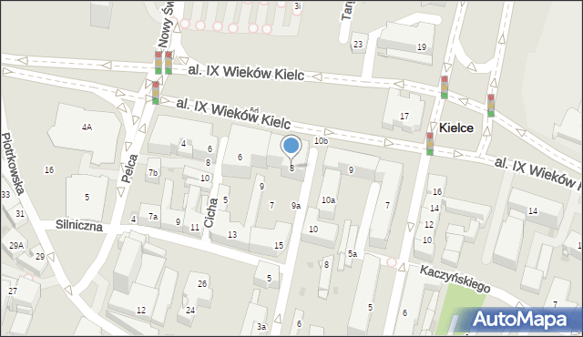 Kielce, Aleja IX Wieków Kielc, 8, mapa Kielc