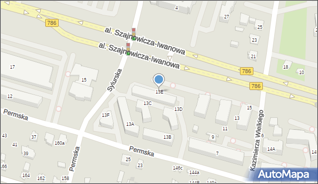 Kielce, Aleja Szajnowicza-Iwanowa Jerzego, 13E, mapa Kielc