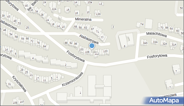 Kielce, Alabastrowa, 110, mapa Kielc