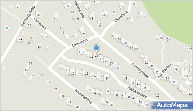 Kielce, Alabastrowa, 13, mapa Kielc