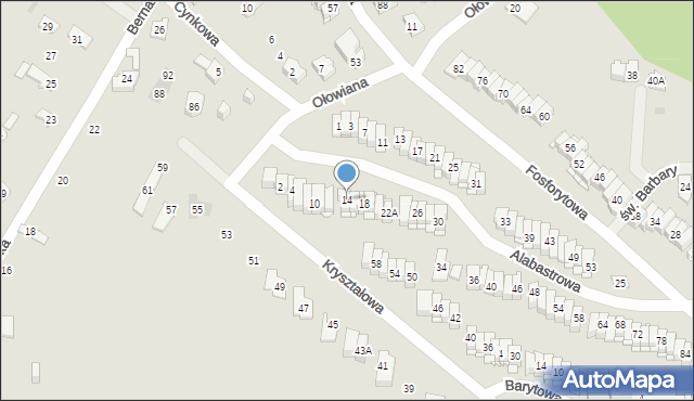 Kielce, Alabastrowa, 14, mapa Kielc