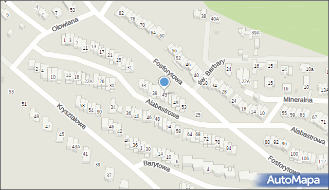 Kielce, Alabastrowa, 43, mapa Kielc