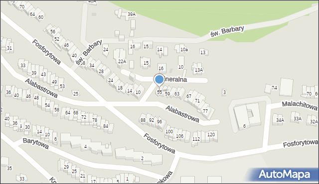 Kielce, Alabastrowa, 55, mapa Kielc