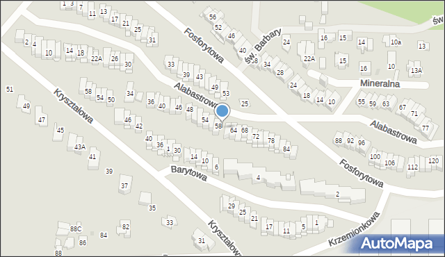 Kielce, Alabastrowa, 60, mapa Kielc