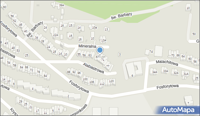 Kielce, Alabastrowa, 69, mapa Kielc