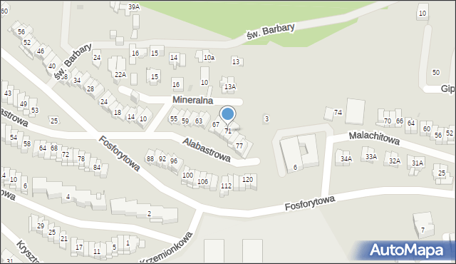 Kielce, Alabastrowa, 71, mapa Kielc
