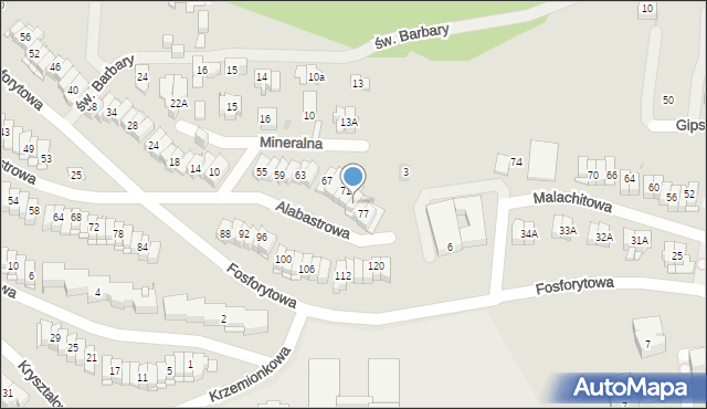 Kielce, Alabastrowa, 75, mapa Kielc