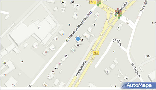 Kielce, Aleja Górników Staszicowskich, 11, mapa Kielc