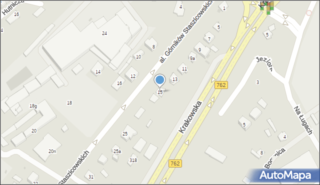 Kielce, Aleja Górników Staszicowskich, 15, mapa Kielc