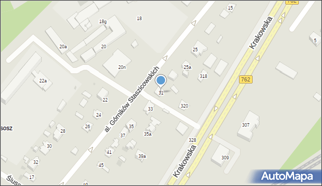 Kielce, Aleja Górników Staszicowskich, 31, mapa Kielc