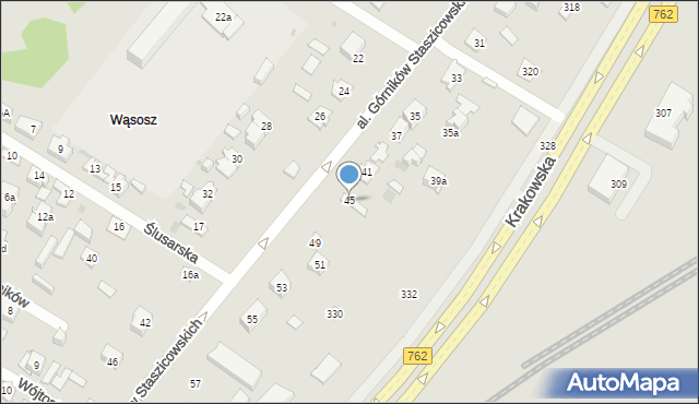 Kielce, Aleja Górników Staszicowskich, 45, mapa Kielc
