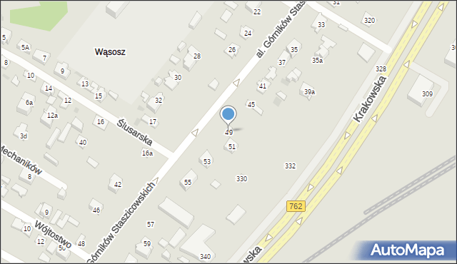 Kielce, Aleja Górników Staszicowskich, 49, mapa Kielc
